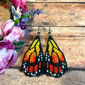 Butterfly wing beaded earring